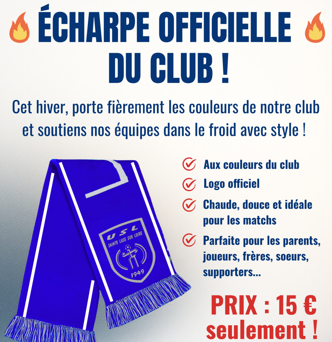 VOTRE ECHARPE AUX COULEURS DE L’USL