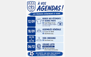 AGENDA EVENEMENTS DEBUT DE SAISON
